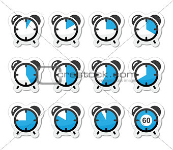 Time measure, clock vector icons set