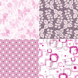 Set seamless vintage pink pattern
