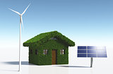 Grassy house with clean energy