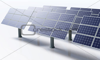 Solar panels in a white background