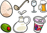 food objects cartoon illustration set