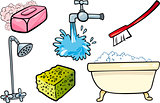 hygiene objects cartoon illustration set