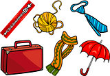 accessories objects cartoon illustration set