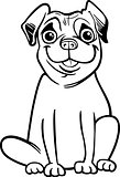 pug dog cartoon for coloring book