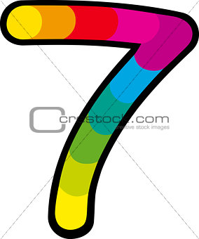 lucky seven with rainbow cartoon