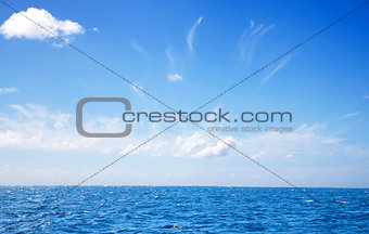 Blue sky and sea and horizon