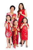 Asian Chinese family celebrate Chinese New Year