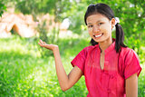 Myanmar girl showing empty palm