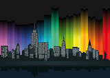 New York with colorful lights