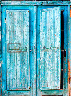 old blue wooden shutters