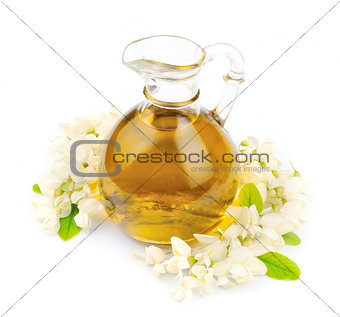 Blossoming acacia with oil 