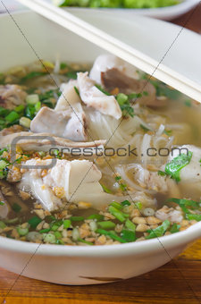Vietnames noodle soup in bowl