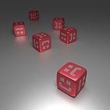 3D Red Dices With Random Smilies