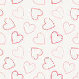 hand drawn doodle seamless pattern of hearts