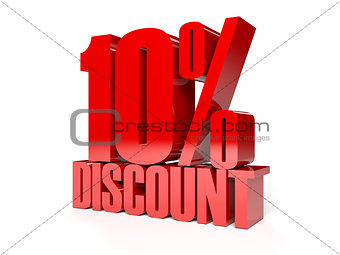 10 percent discount. Red shiny text.