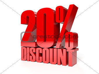 20 percent discount. Red shiny text.