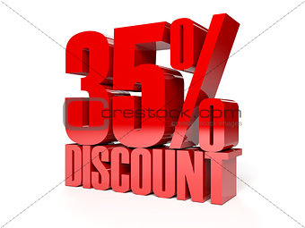 35 percent discount. Red shiny text.