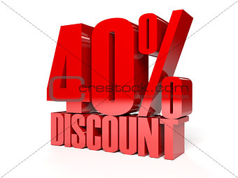 40 percent discount. Red shiny text.