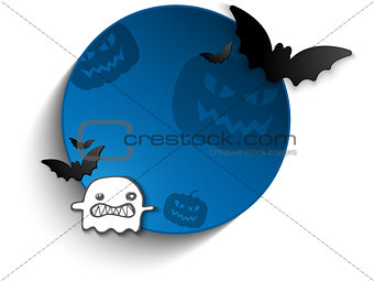 Halloween Bat Circle Frame Pumpkin Background