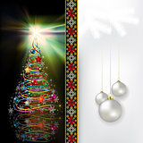 Abstract celebration greeting with Christmas tree and decoration