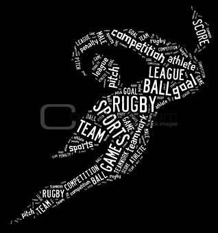 rugby football pictogram with white wordings