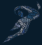 rugby football pictogram with blue wordings