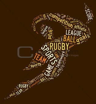rugby football pictogram with brown wordings