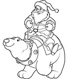 Santa Claus riding on polar bear coloring page