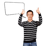 Asian Man In Striped with Speech Bubble