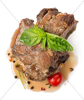 Roasted meat with sauce