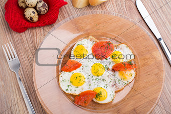Fried quail eggs
