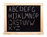 Alphabet written on blackboard