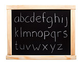 Alphabet written on blackboard