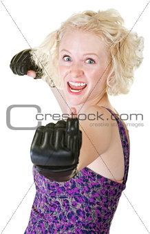 Enthusiastic Female Boxer