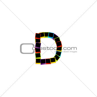 Alphabet D with colorful polaroids