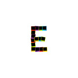 Alphabet E with colorful polaroids