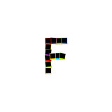 Alphabet F with colorful polaroids