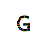 Alphabet G with colorful polaroids