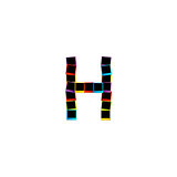 Alphabet H with colorful polaroids