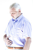 Senior man portrait suffer stomachache