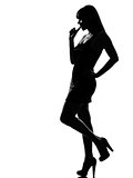 stylish silhouette woman thinking choosing