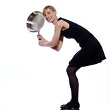 woman holding frying pan