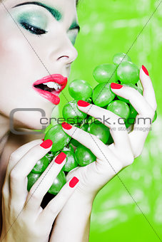 Woman Portrait hold grape
