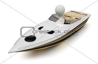 3d small people - boat