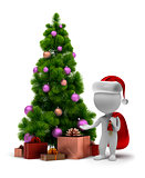 3d small people - Santa and a Christmas tree