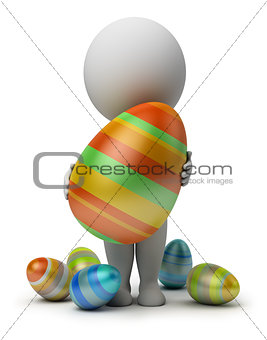 3d small people - holds an Easter egg