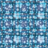 Repeating blue checkered floral pattern