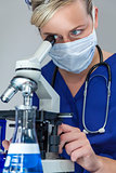 Female Scientist Doctor in Laboratory Using Microscope