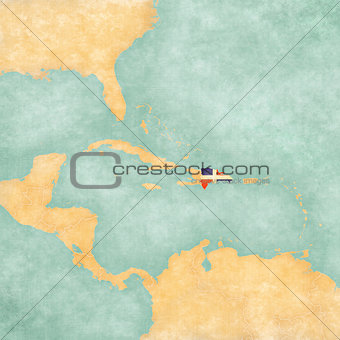 Map of Caribbean - Dominican Republic (Vintage Series)