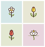 flowers set of icons